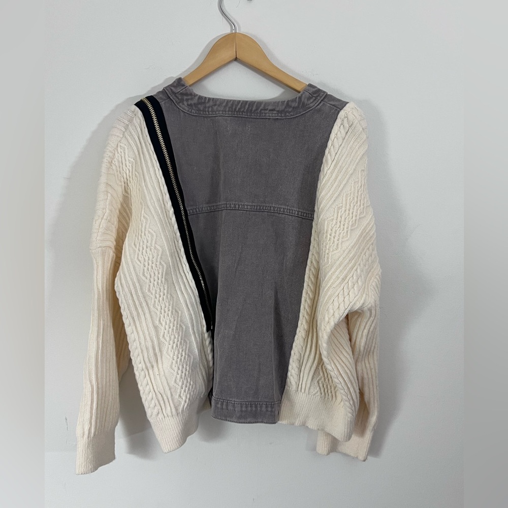 POL Patchwork Denim & Cable Knit Buttoned Cardiga… - image 2